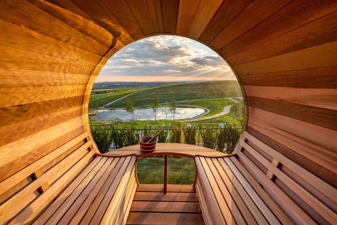 Chitorani Casa Timis - Wellness & Spa Resort מראה חיצוני תמונה The view from the barrel sauna